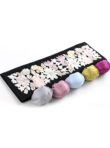 꽃자수 돌띠 (검정),돌,유아,아기 돌잔치용 돌띠,한복코디, 전통장식 소품 악세서리