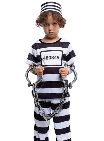 (해외) 아동 죄수복  감옥 할로윈 코스튬 수갑 포함