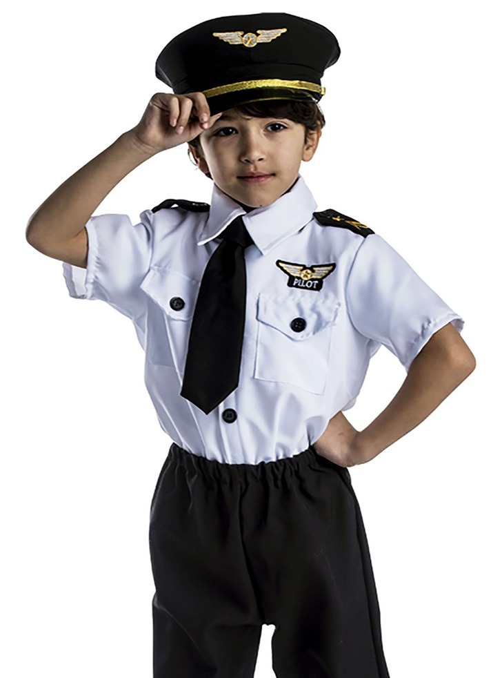 (해외) 파일럿 비행기조종사 기장 아동용 코스튬 남아 할로윈 코스프레 의상