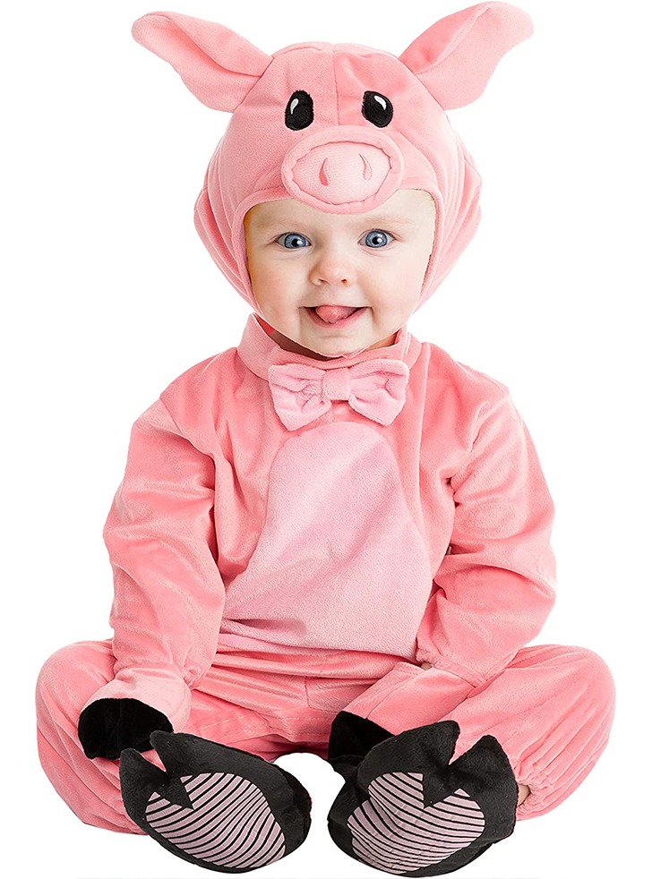 (해외) 유아 아기 핑크 돼지 할로윈 코스튬 의상