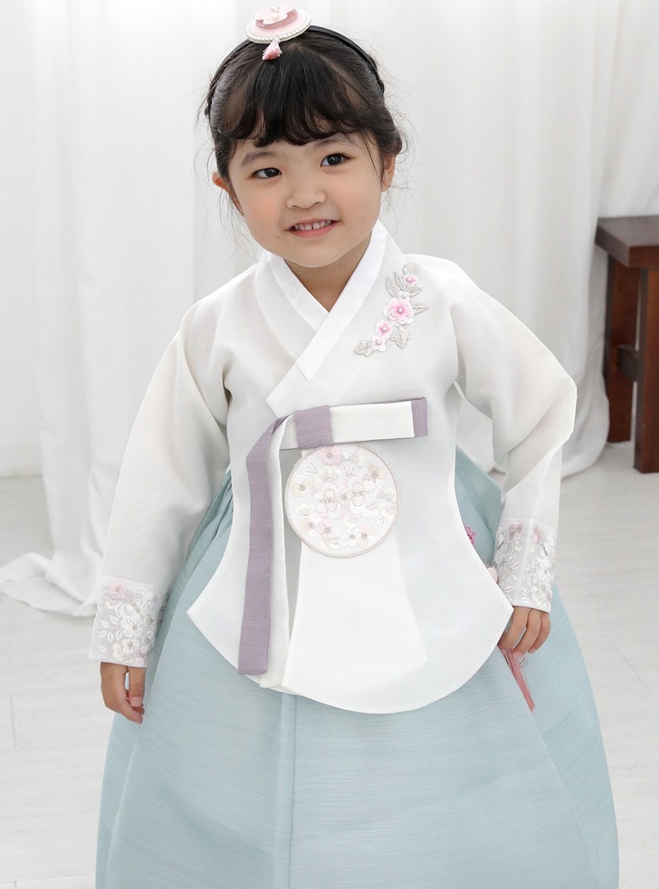 민트 유아 여아 아동 한복 (10호) 초등학생 어린이 설날 추석