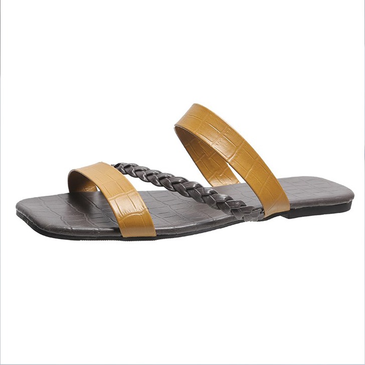 (해외) 여자 여름 굽 없는 슬리퍼 플랫 샌들 캐주얼 패션 신발 굽 1cm