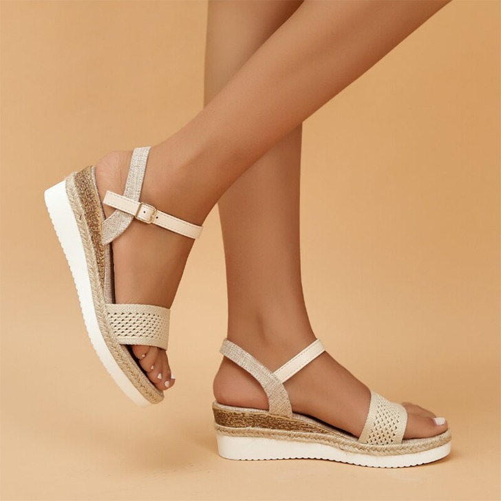 (해외) 여름 여자 스트랩 웨지샌들 캐주얼 패션 신발 플러스사이즈 265까지