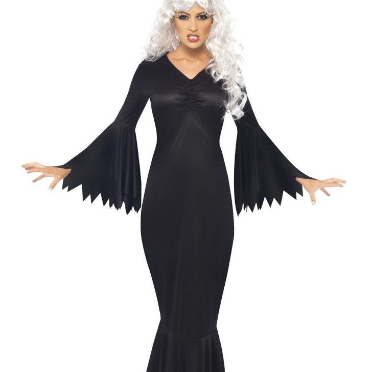 (해외) 여자 밤의 마녀 뱀파이어 코스프레 블랙 드레스 의상 할로윈 코스튬