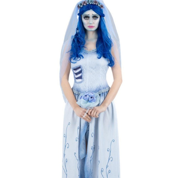 (해외) 여자 유령 신부 에밀리 코스프레 드레스 의상 할로윈 코스튬