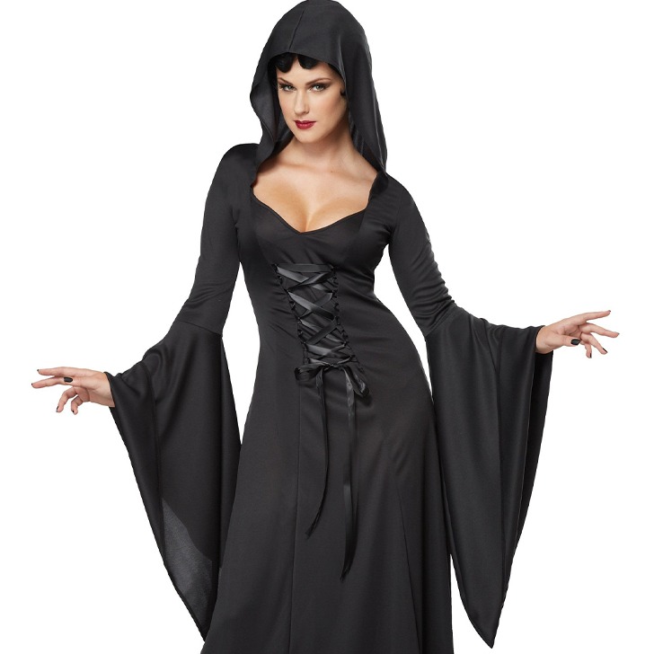 여자 중세시대 뱀파이어 블랙 후드 코스프레 드레스 할로윈 코스튬 의상