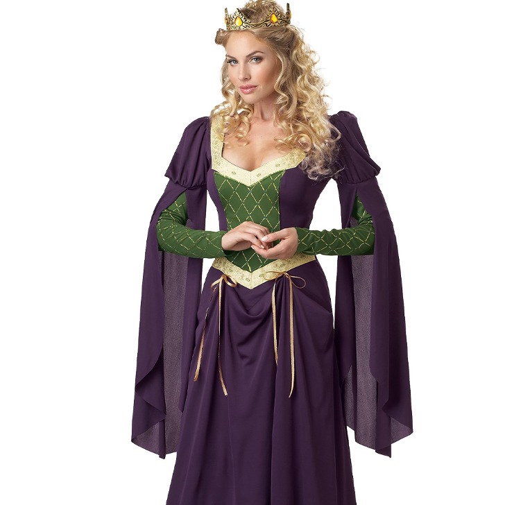 여자 중세시대 우아한 여왕 의상 드레스 코스프레 할로윈 코스튬