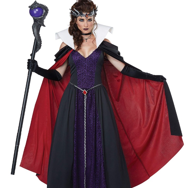 여자 사악한 마녀 여왕 코스프레 할로윈 코스튬 드레스 의상