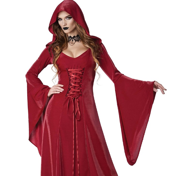 여자 중세시대 뱀파이어 붉은 후드 코스프레 드레스 할로윈 코스튬 의상